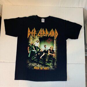 Anvil 2005 Def Leppard Band Graphic Print Rock of Ages Tour Black T-Shirt Sz Lg